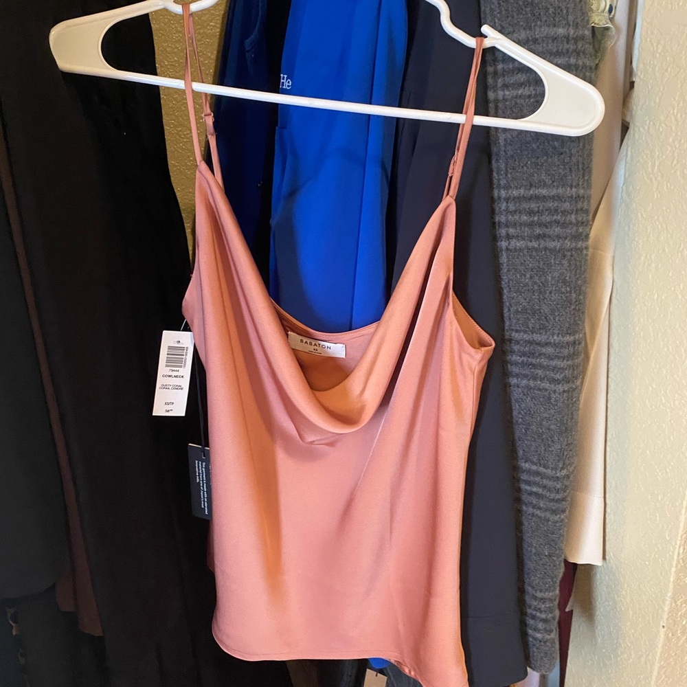 Aritzia Babaton Dusty Coral Cowl Neck Camisole